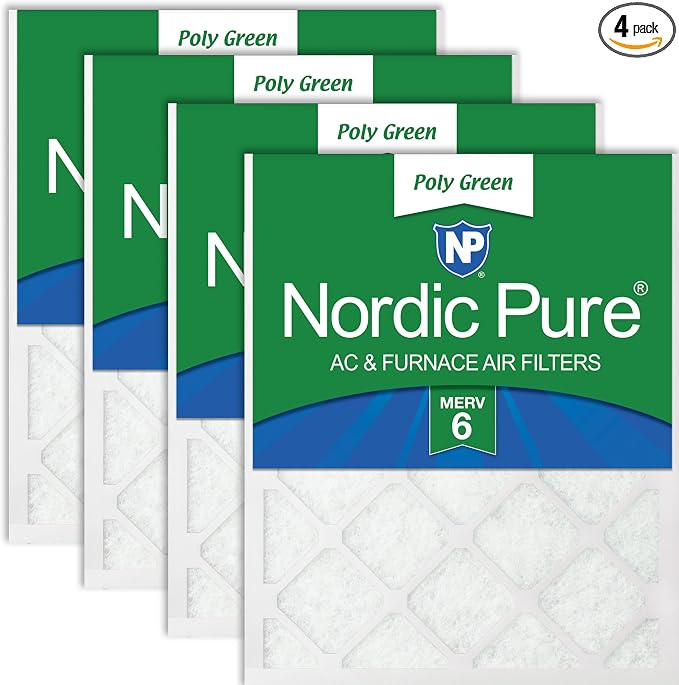 Nordic Pure 12x24x1 Poly Green MERV 6 AC Furnace Air Filters – Reduces Dust by NordicPure