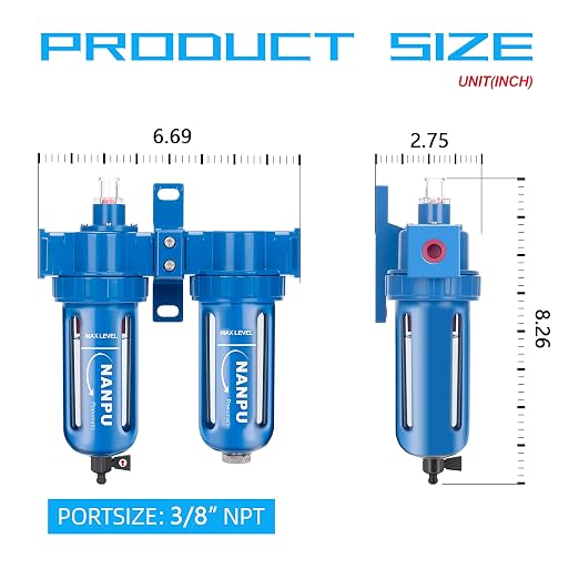NANPU Zinc Alloy Coalescing Filter & Desiccant Dryer System, Poly Bowl - Image 5