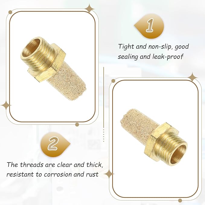 MECCANIXITY 3PCS Pneumatic Exhaust Muffler, g 1/8" Thread Male Sintered Bronze - Image 3