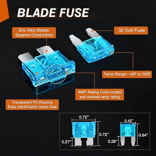 Nilight Blade Jcase Car Fuse Assortment Kit 5A 7.5A 10A 15A 20A 25A 30A - Image 4
