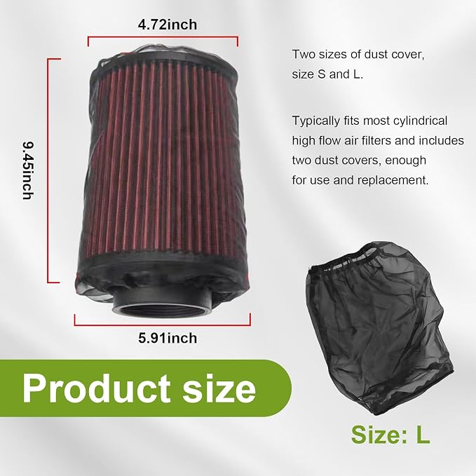2 PCS Air Filter Cover for Car, Dustproof Cold Air Filter Protective Sock Cover - Image 2