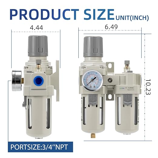 3/4" NPT Air Compressor Filter Regulator Lubricator Unit, air Pressure Regulator - Image 3