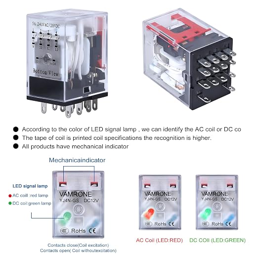 Electromagnetic Power Relay, 14-Pin 5A 12 DC Relay Coil - Image 6
