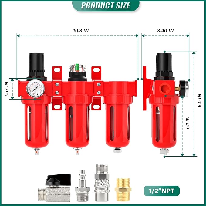 Industrial Grade Three-Stage Air Drying System, 0-150 PSI, 1/2 Inch NPT - Image 2