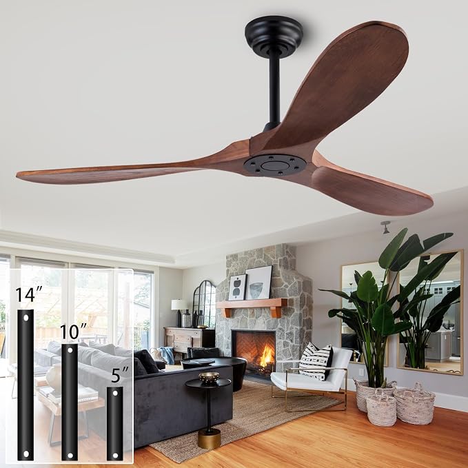 QUTWOB 52" Wood Ceiling Fan No Lights by QUTWOB