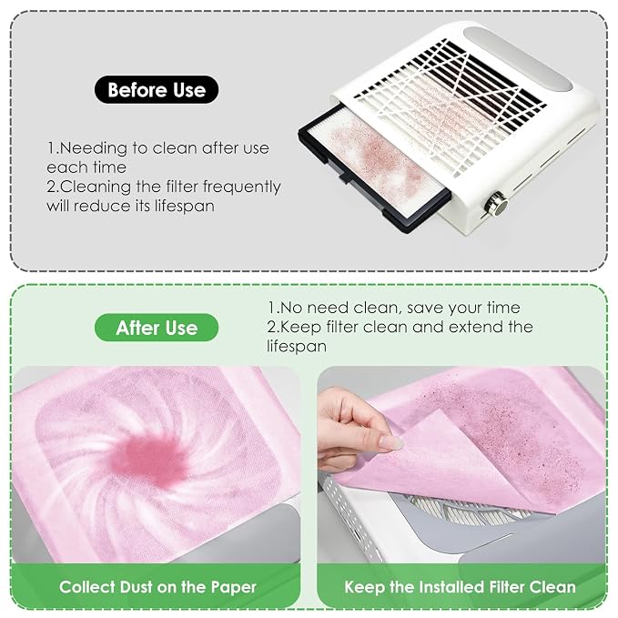 300 Sheets Nail Dust Collector Filter Paper: Disposable Dust Vacuum Filter - Image 5