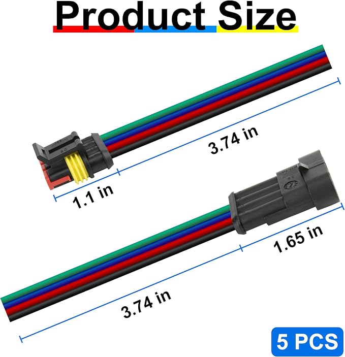 5Pcs 4 Pin Connector, 16AWG Car Waterproof Electrical Connector, Quick - Image 2