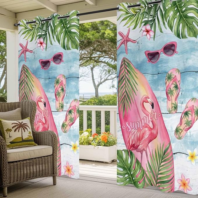 Summer Flamingbirds Outdoor Curtains - Image 5