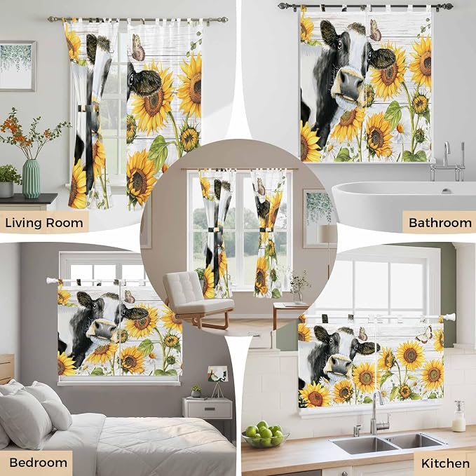 Retro Farmhouse Floral Bedroom Curtains 63 Inch Length, Window Curtains Tab Top - Image 7