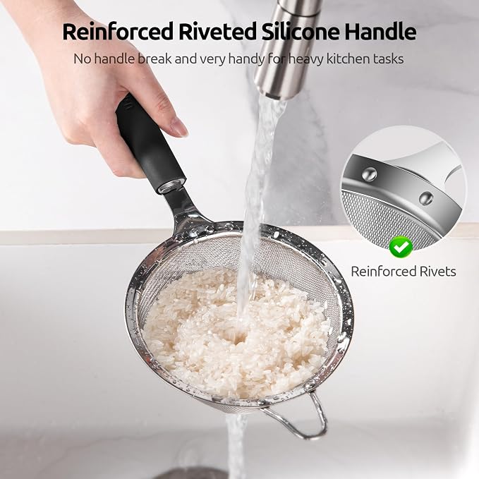 U-Taste Medium Fine Mesh Strainer: 18/8 Stainless Steel 4.73in 30 Mesh Kitchen - Image 4