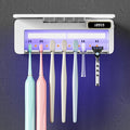 Smart Toothbrush Sanitizer & Holder, 5+1+1 Slot Wall Mounted Toothbrush Cleaner with Heating Dryer, No-Drilling Bathroom Storage for Multiple Toothbrushes and Electric Brushes