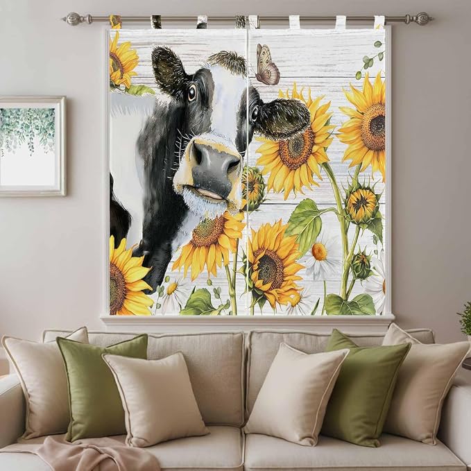 Retro Farmhouse Floral Living Room Curtains 84 Inch Length, Window Curtains Tab - Image 9