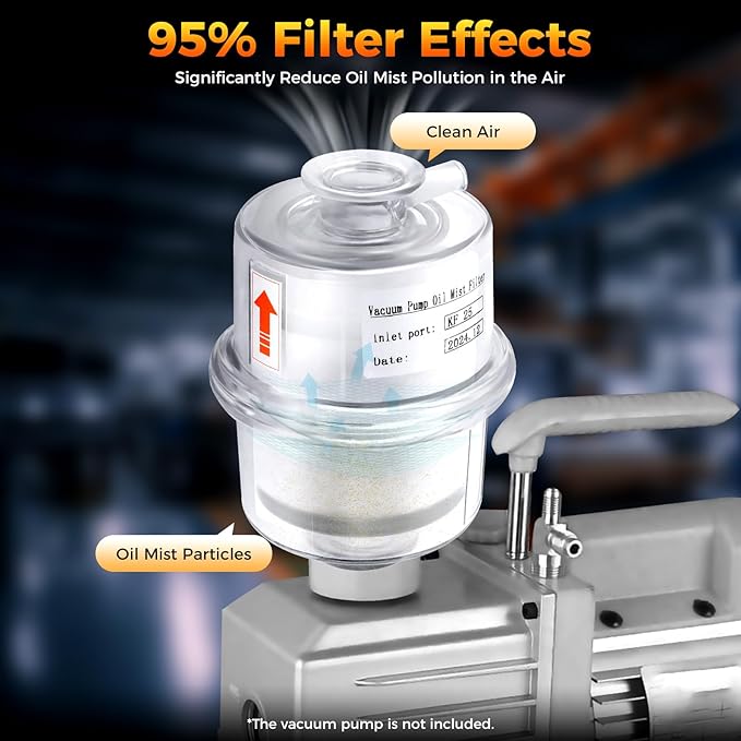Oil Mist Filter, KF25 Vacuum Pump Exhaust Filter, 95% Efficiency Oil Mist - Image 3
