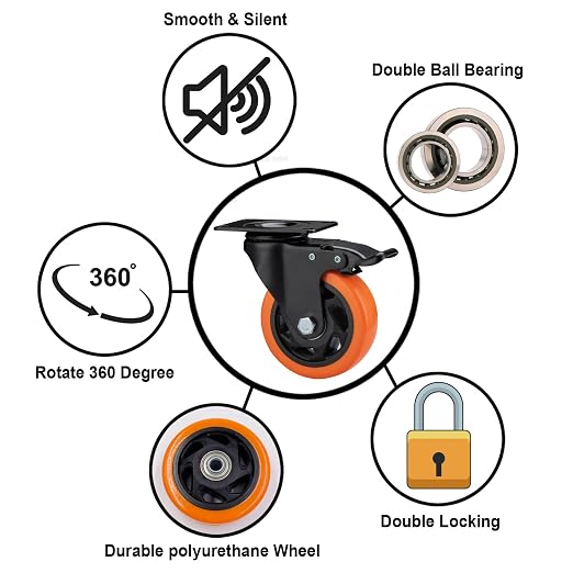 4" Caster Wheels, Casters Set of 4 Heavy Duty - Image 3