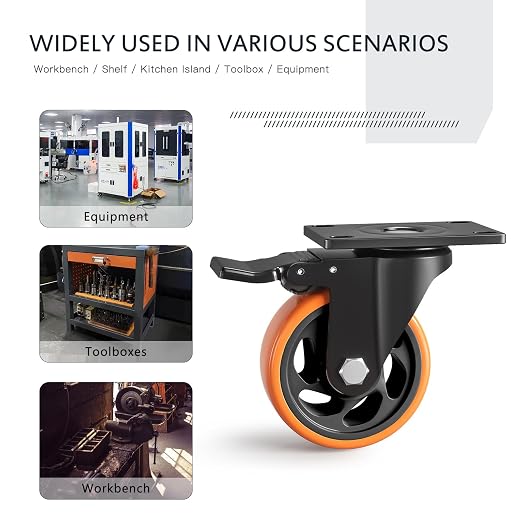 4 Inch Heavy Duty Caster Wheels, Industrial Casters Set of 4 Load 1600lbs - Image 7