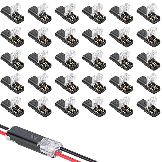 Double Wire Plug in Connector, 30 Pack, 18-22 AWG, 2Pin Lock Strip Connector by Unknown