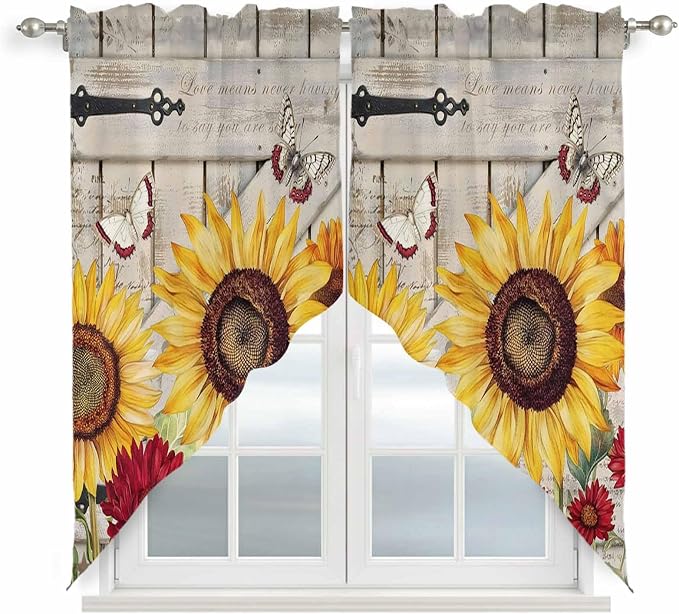 Red Yellow Sunflowers Swag Valances by Unknown