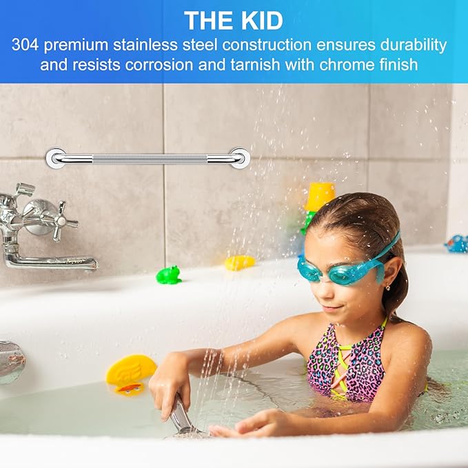 supregear Grab Bars for Bathtubs and Showers, Anti Slip Bathroom Grab Bars for Seniors, 304 Stainless Steel Safety Shower Handle, Toilet Handicap Elderly Assist Bathroom Wall Handle, 20 inch