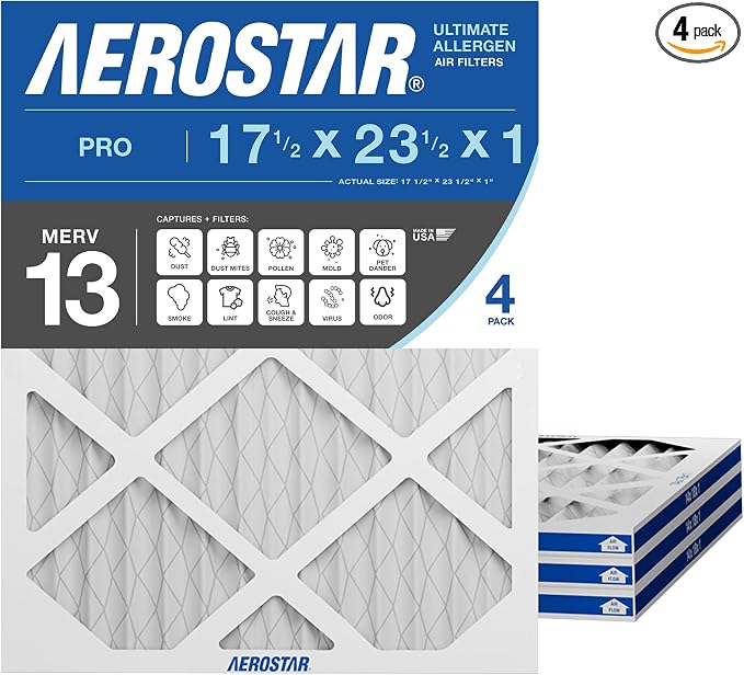 Aerostar 17 1/2x23 1/2x1 MERV 13 High Efficiency Pleated Air Filter, by AirFiltersDelivered