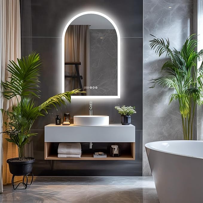 LUVODI Lighted LED Bathroom Mirror: 36x24IN Arched Dimmable Wall Lighted Vanity - Image 2
