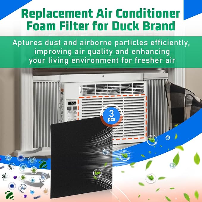 3 Pack Replacement Window Air Conditioner Foam Filter Pad Compatible - Image 2