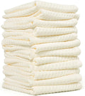 Cleanbear Wash Cloths 12 Pack, Cream Washcloths Set, 100% Cotton Waffle Weave – Fluffy, Absorbent, Quick-Drying Wash Cloths for Showering, Face, Body, and More