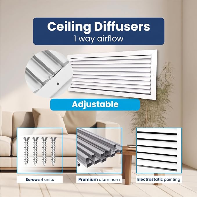 24x10 Aluminum 1-Way Air Vent Cover Wall Ceiling Register Multi-Shutter Damper - Image 4