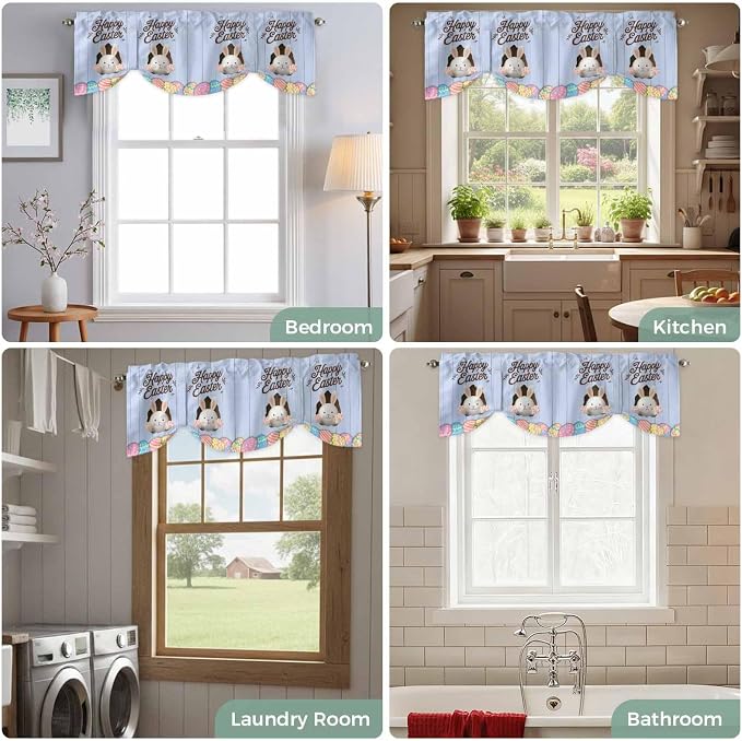 Blue Easter Tie Up Valance Curtains - Image 8