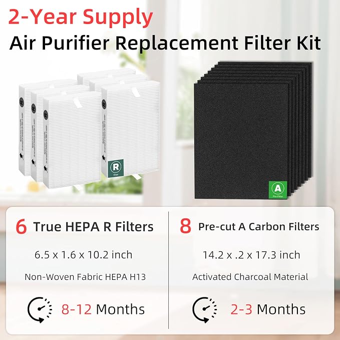 HPA300 HEPA Filter Replacement for Honeywell Air Purifier 6 HEPA R Filters and - Image 2