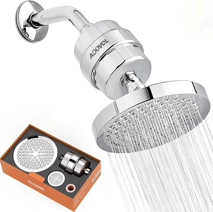 ADOVEL High Output Shower Head and Hard Water Filter, 15 Stage Shower Filter by ADOVEL