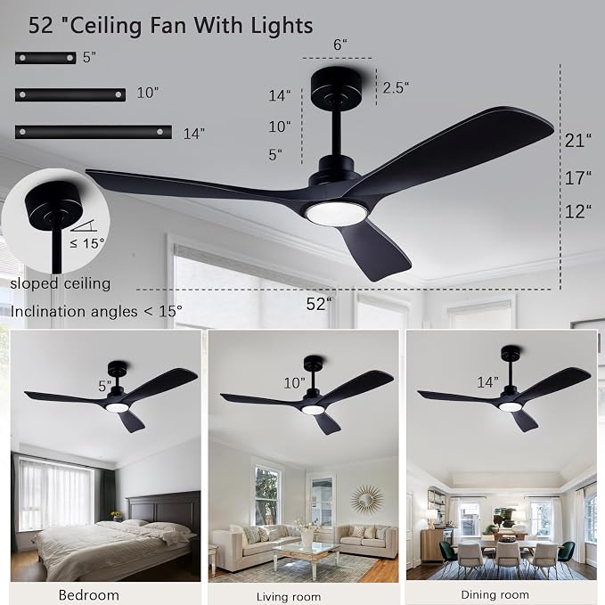 QUTWOB 52" Wood Ceiling Fan - Image 2