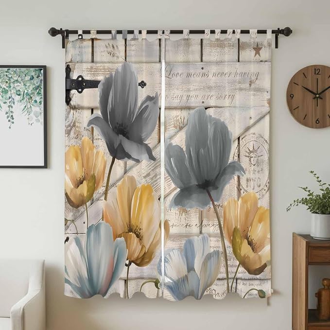Spring Tulips Flower Living Room Curtains 84 Inch Length, Window Curtains Tab - Image 2