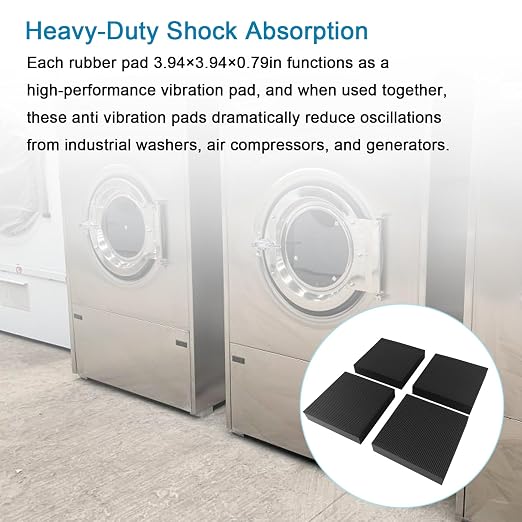 4 Pack 100×100×20mm Thick Anti Vibration Pads and Rubber Pad Combo, Heavy Duty - Image 3