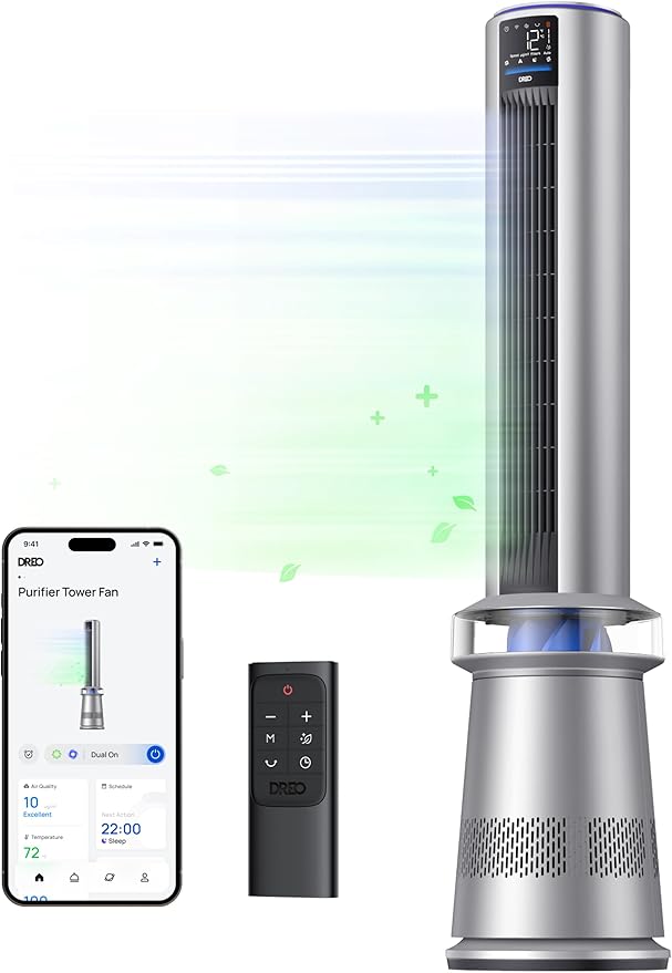 DREO MC710S Air Purifier Tower Fan, 27ft/s Velocity, 120°Oscillation, 24H Timer by Unknown