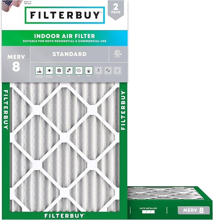 Filterbuy 14x30x2 Air Filter MERV 8 Essential Dust & Allergy Defense, by Filterbuy