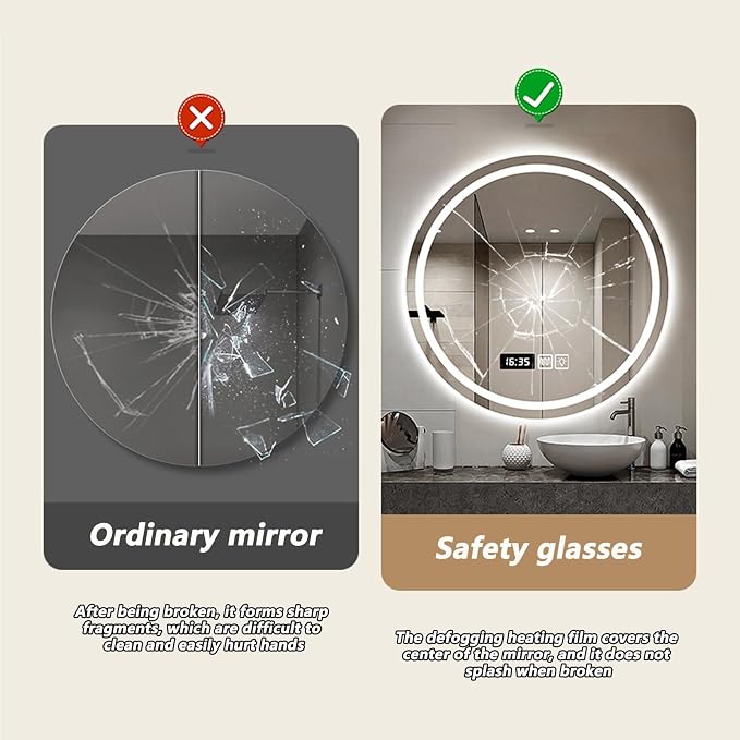 Wall Mirror for Bathroom, Wall Mounted Multifunction Bathroom Vanity Mirror - Image 4