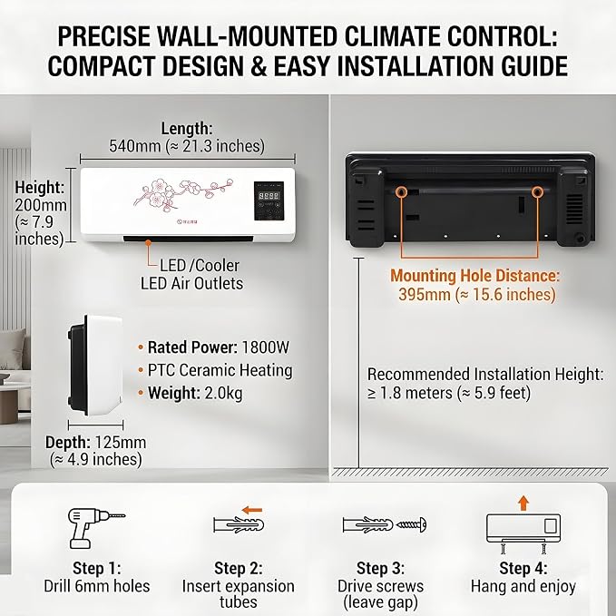 2-in-1 Mini Wall Air Conditioner Fan & Heating System, 110V Smart Portable AC - Image 7