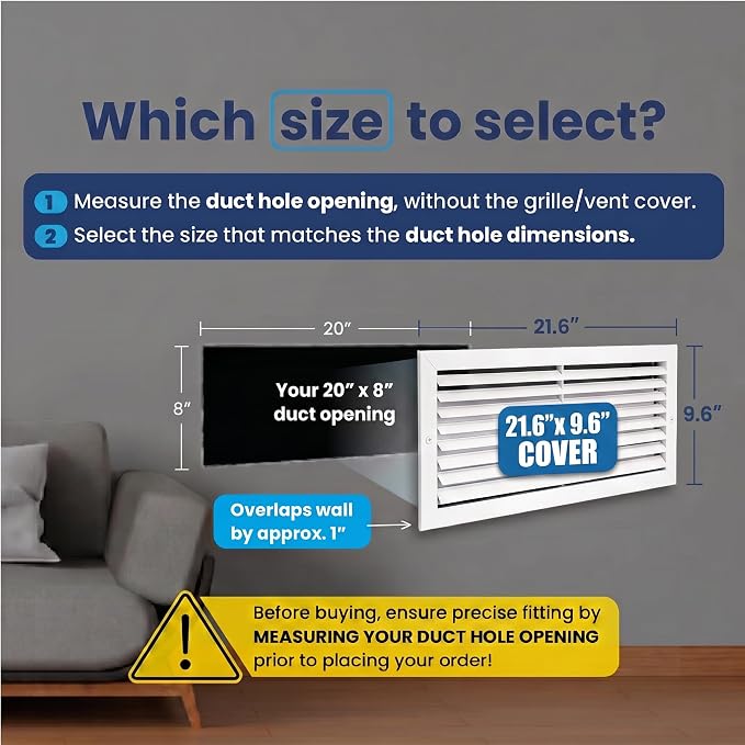 Aluminum 1-Way Air Vent Cover 20x8 Wall or Ceiling Register Multi-Shutter - Image 2