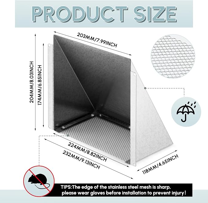 8" x 8" White Galvanized Steel Vent Cover - Image 2