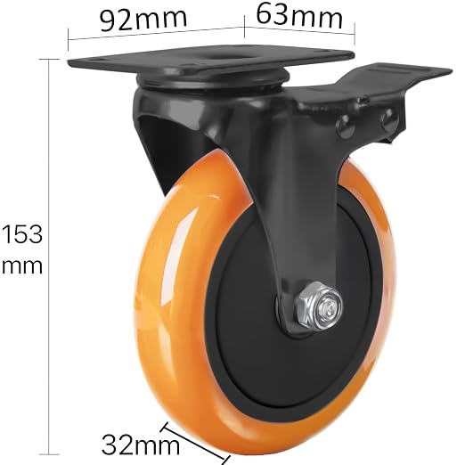 Finnhomy 5 Inch Caster Wheels Set of 4 Heavy Duty Plate Swivel Casters - Image 3