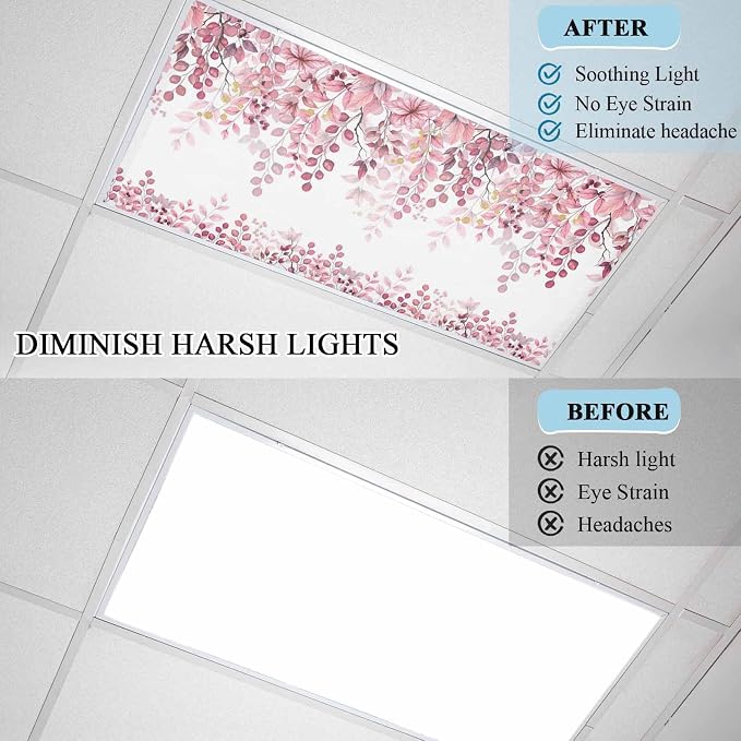 3 Pack Fluorescent Light Cover for Classroom Ceiling Light, Berry Branch Plant - Image 8