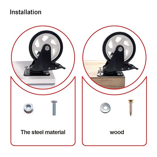 4" Swivel Casters Set of 4, Heavy Duty Locking Casters - Image 4