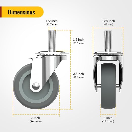 HOLKIE Caster Wheels 3 inch - Image 2