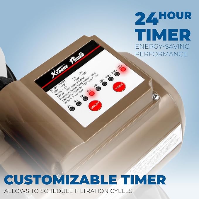 XtremepowerUS 16" Sand Filter Swimming Pool 3/4 HP Pool Pump Timer 15, 000GAL - Image 4