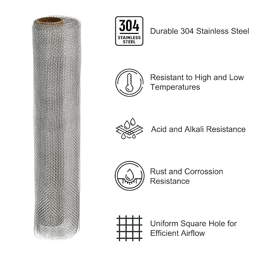 PATIKIL 40" L x 10" W Woven Wire Mesh, 14 Mesh 304 Stainless Steel Air Vent - Image 3
