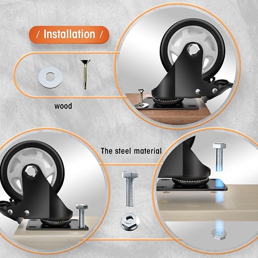 Casters, Top Plate Swivel Wheels, Locking Casters - Image 5