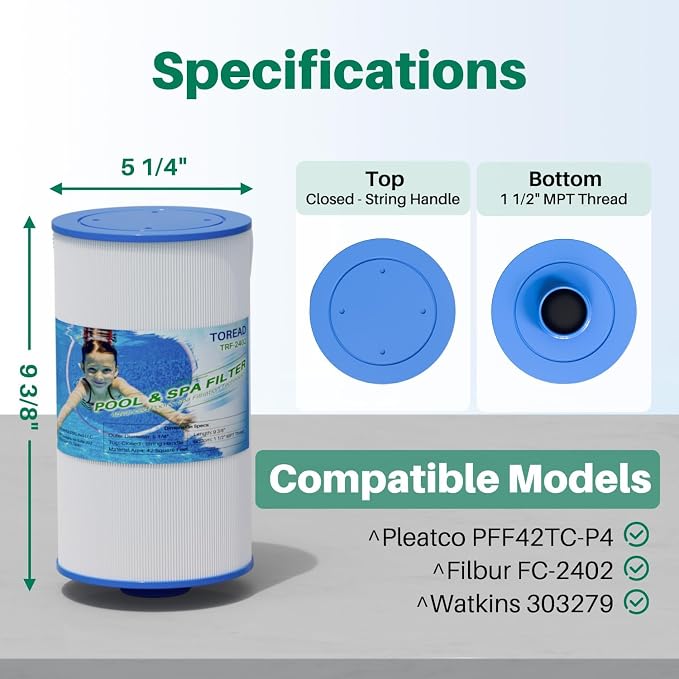 TOREAD Spa Filter Replaces Watkins 303279, PFF42TC-P4, AquaTerra Hot Tub Filters - Image 2