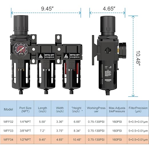 Three Stage Air Drying System, 1/2" NPT Air Dryer System Air Compressor Filter - Image 2