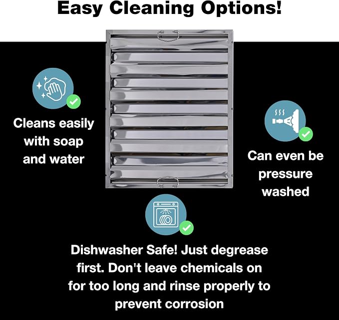 25" x 20" Stainless Steel Commercial Hood Filter – Dishwasher Safe, Welded - Image 7