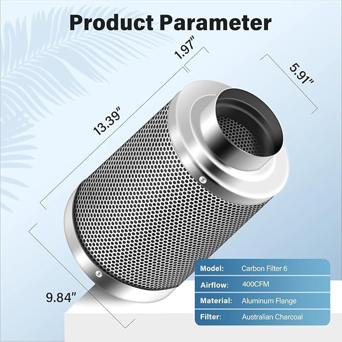 iPower 6" Air Carbon Filter for Inline Duct Fan, Intake and Exhaust Fans - Image 2